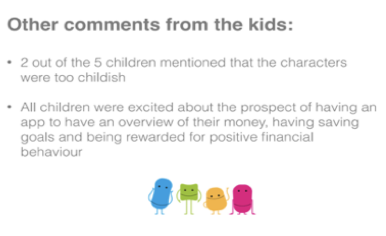 Kidz' Banking screen left